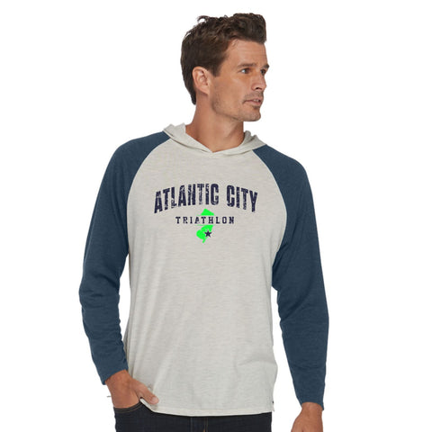 Adult LS Triblend Hooded Tee - Oatmeal / Navy - Tri AC