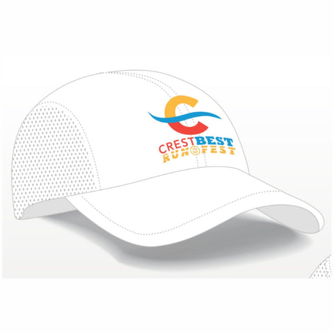 Cotton Unstructured 4-Panel Cap - White Embroidered Event Logo - CrestBest Run Fest