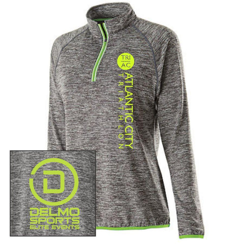 Women's Thumbhole Pullover Tech 1/4 Zip - Carbon Heather / Lime