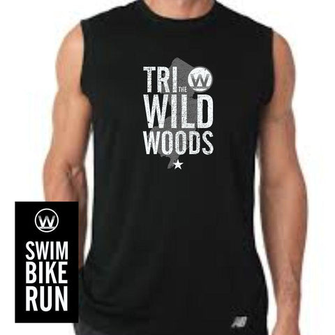 DelMoSports Wildwoods: Men's Sleeveless Tech Tank - Black