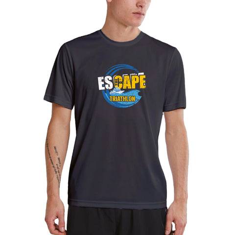 Escape The Cape Tri 2026 Course design. Sustainably-produced technical performance tee - 75% less water, 67% fewer chemicals, and 39% less energy used in production. Item ID depm617412m