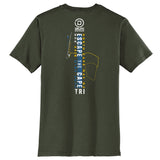 Escape The Cape Tri 2026 Course design. Stylish and comfortable tee, with unisex slimmer fit and shorter sleeves, in a 100% Ringspun combed cotton 4.3 oz/sq.yd. fabric. (Heathers up to 40% poly.) Item ID depm622613n