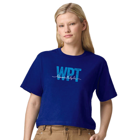 WPT Women's Boxy Crop Tee -Lapis- Script