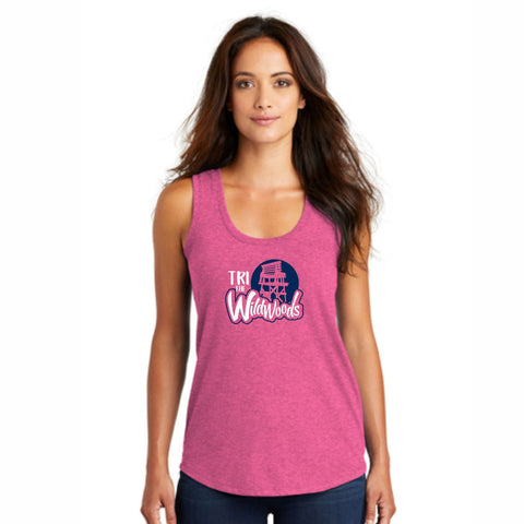 TRI the WILDWOODS Women's Triblend Tank - Fuchsia Frost - Chair