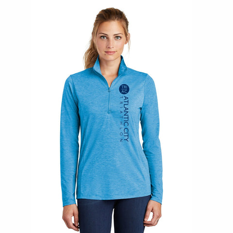 Womens Tech Triblend 1/4 Zip - Pond Blue - Tri Ac