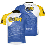 'Ferry' Design Men's Full Zip Performance Jersey - Blue / White/ Yellow - by Primal