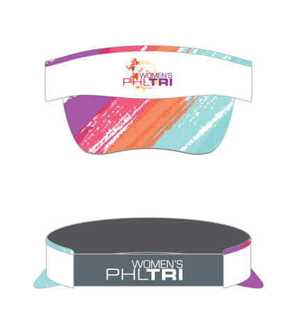 Women's Philly Tri Visor - Tech Elastic - White / MultiColor Bill - Logo