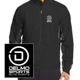 DelMoSports Embroidered Men's Water-Resistant Full Zip Reflective Jacket - Black